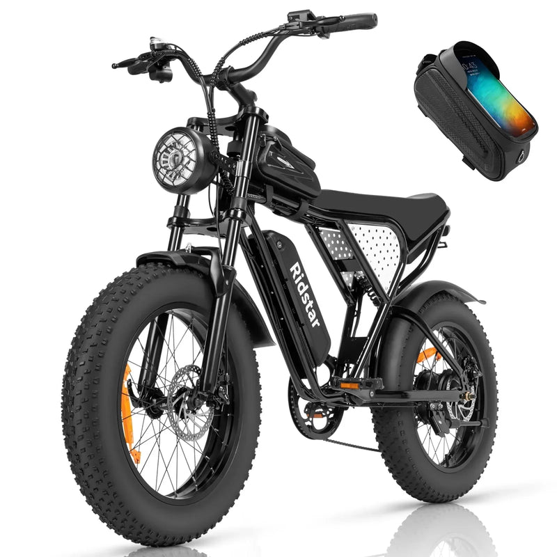 Electric Bike for Adults Ridstar, 1200W 30mph Moutain Bike,48V 15.6AH Battery E-Bike,20" Fat Tire Electric Motorcycle,Electric Bicycle 7 Speed Full Suspension W1