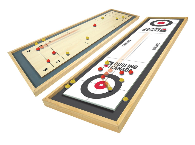 Canada Curling Game, Deluxe Wood 2-in-1 Double Sided Giant Table Top Game Set, 47-in, Ages 6+ T4