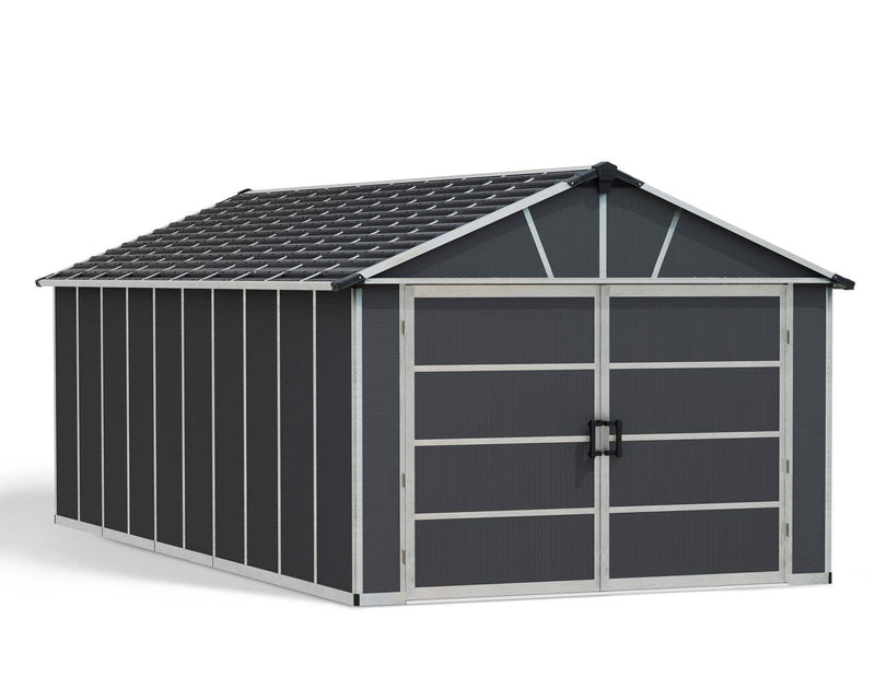 CANOPIA by Palram Yukon 2-Door Car Garage/Utility Storage Shed Kit, Dark Grey, 11x21-ft J9