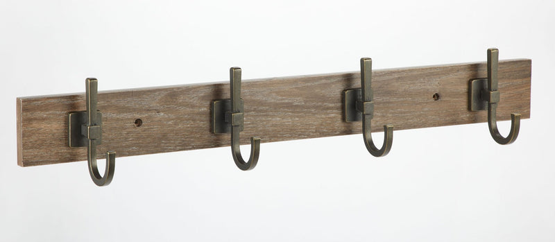 CANVAS 4-Hook Rail, Weathered Walnut, 27-in H9