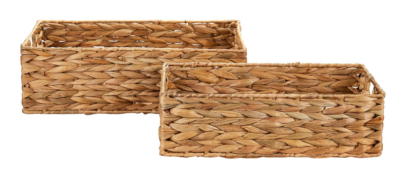 Canvas Ari Rectangle Woven Water Hyacinth Storage Basket, 2-pc S4