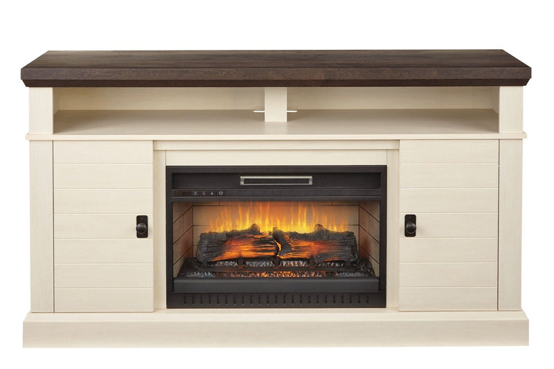 CANVAS Ashcroft Media Console Electric Fireplace TV Stand, 60-in, 1400W, Includes Remote Control, White L2