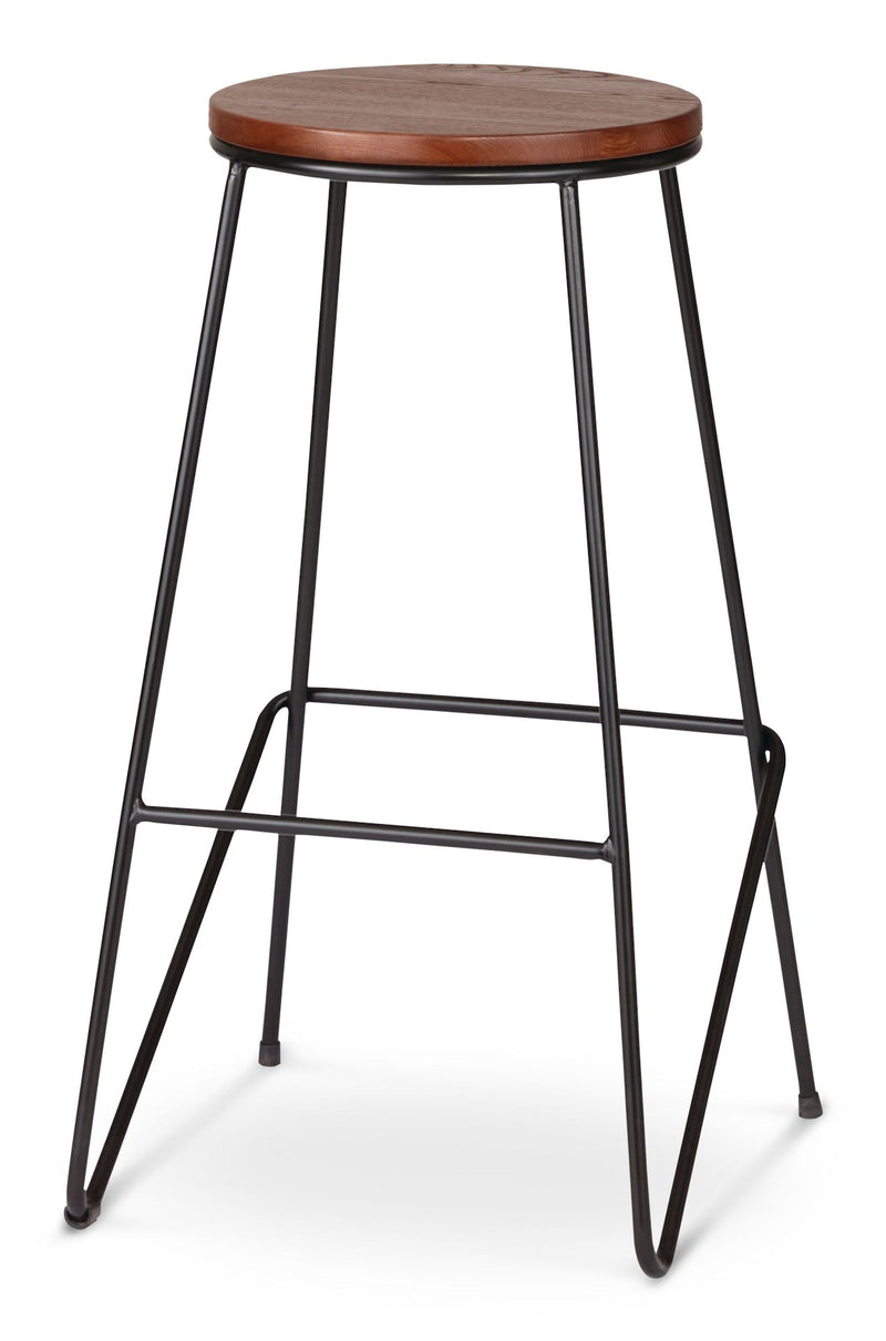 CANVAS Axel Round Metal & Solid Wood Top Counter Stool Armless Backless, Black/Brown U6