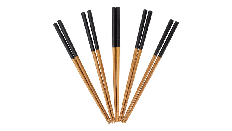 CANVAS Bamboo Wood Chopsticks with Black Top, Serves 5, 10-pc O1