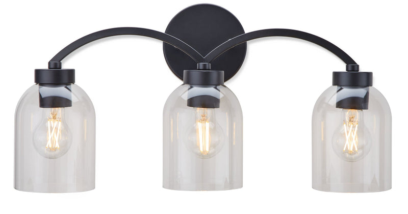 Canvas Bentbrook 3-Light Vanity with Glass Shade, Black Z0