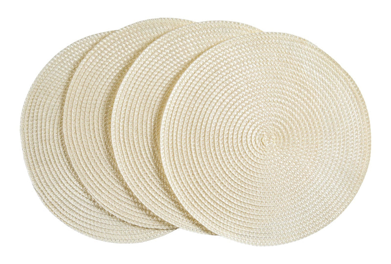 CANVAS Braided Round Placemats, Cream, 4-pk V0