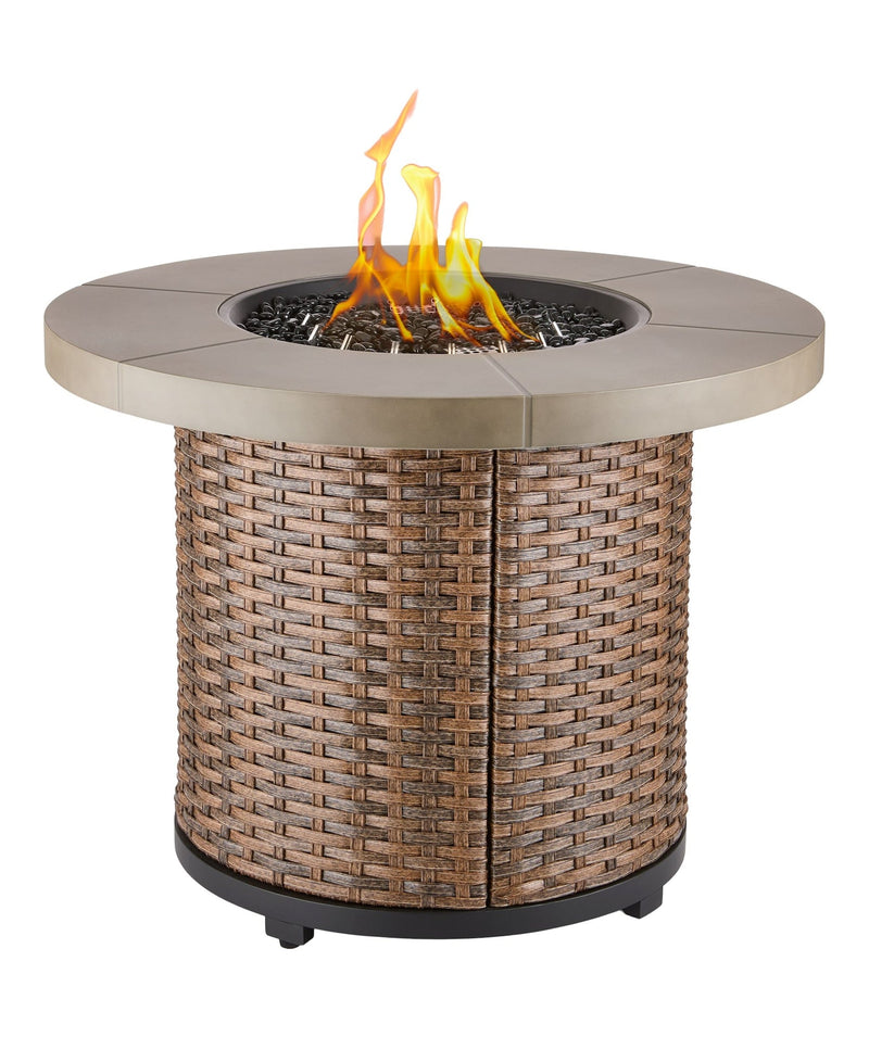 CANVAS Bryce Stainless Steel Round Outdoor Gas Fire Table, 50,000 BTUs, 32-in I3
