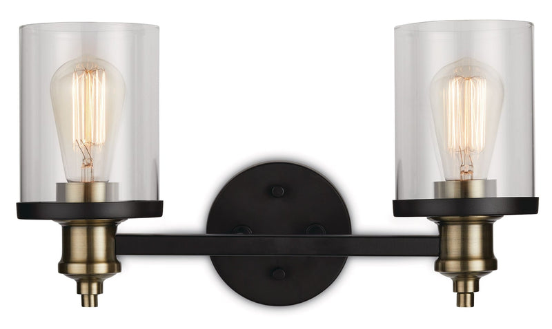 CANVAS Calliet 2-Light Vanity Light, Matte Black/Brass T6