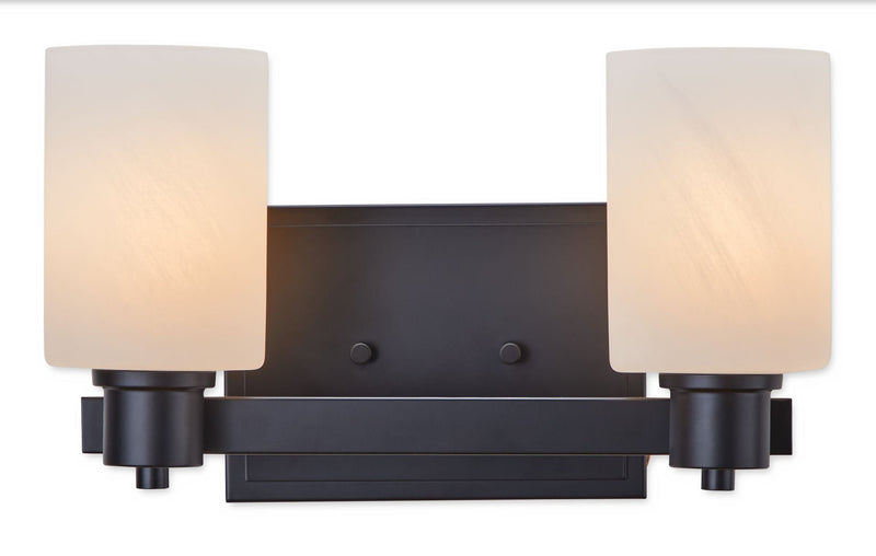 Canvas Cambray 2-Light Alabaster Shade Vanity Light, Black K4
