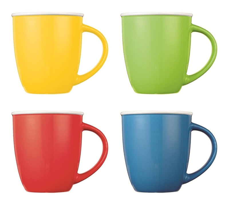 CANVAS Easton Ceramic Mug Set, 13.5-oz, Assorted Colours, 4-pc, Dishwasher and Microwave Safe S0