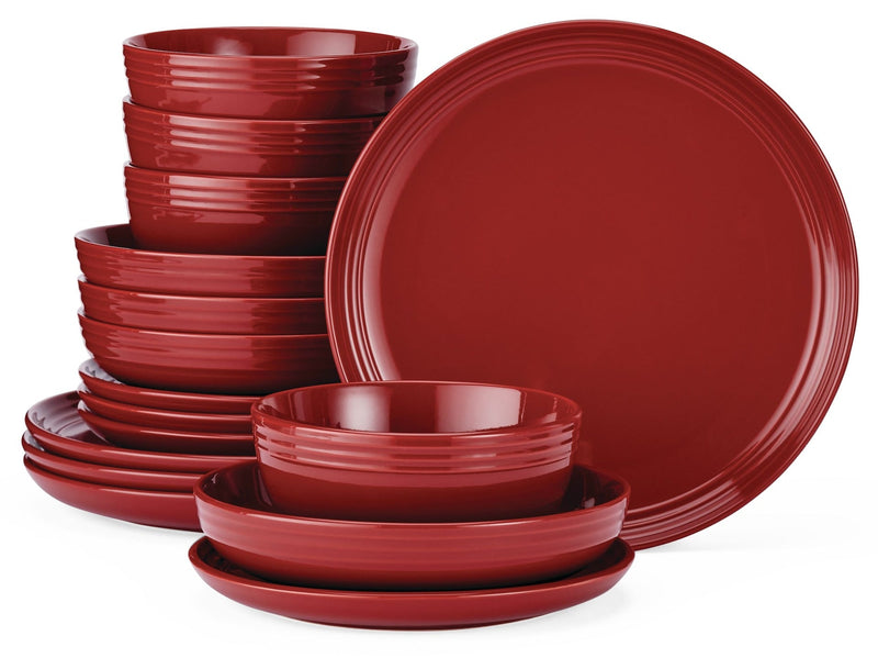 CANVAS Edenhill Farmhouse Bistro Stoneware Dinnerware Set, Serves 4, 16-pc, Red O2