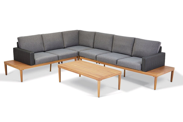CANVAS Edenvale Aluminum Frame & Wicker Faux Wood Finish Outdoor/Patio Sectional Set, 4-pc C2