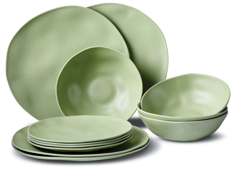 CANVAS Everyday Dinnerware Set, BPA-Free, Sage Green, 12-pk U1