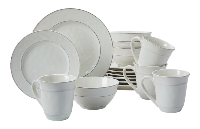 CANVAS Gablehurst Stoneware Dinnerware Set with Mugs, Serves 4, 16-pc, Cream Reactive Glaze T1
