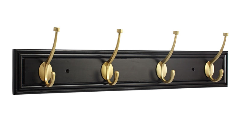 CANVAS Galena Stainless Steel 4-Hook Pill Top Rail, Black/Brass, 27-in G9