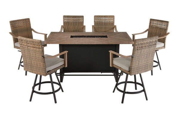 CANVAS Granville Fire Outdoor Dining Set with Water/Stain/Fade-Resistant Cushions, 7-pc P4