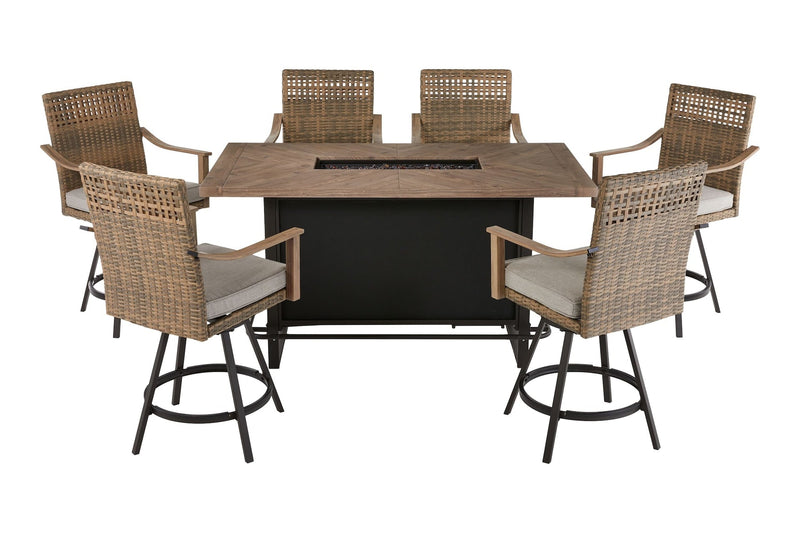 CANVAS Granville Fire Outdoor Dining Set with Water/Stain/Fade-Resistant Cushions, 7-pc P4