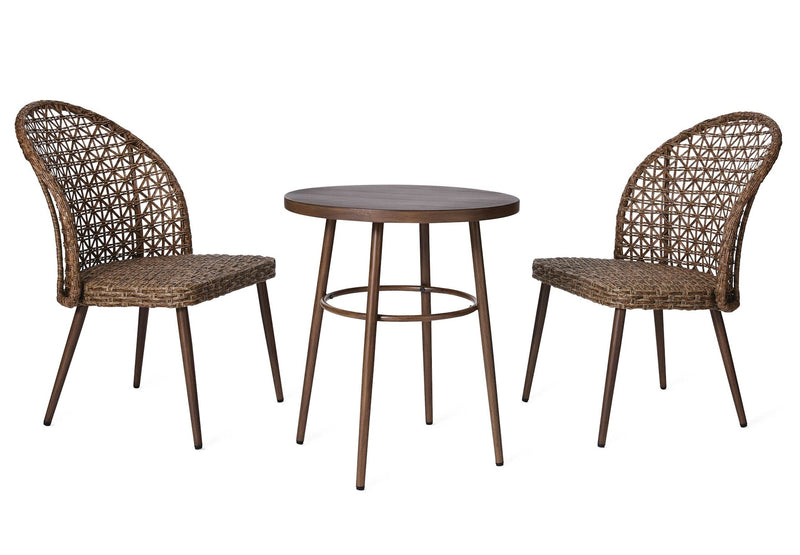 CANVAS Grayling Wicker Outdoor Patio Chat Set with Padded Cushions, Brown, 3-pc K8