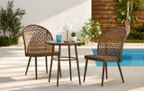CANVAS Grayling Wicker Outdoor Patio Chat Set with Padded Cushions, Brown, 3-pc