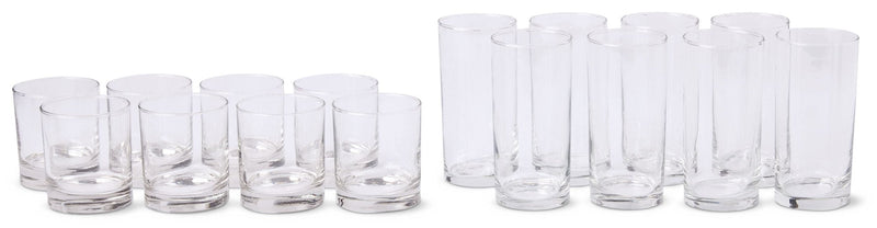 CANVAS Heavy Base Glassware Tumbler Set, Clear, 11 oz & 15 oz, 16-pc H1
