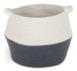 CANVAS Henley Round Rope Basket, White/Grey, 12.6 x 12.6 x 11.8-in