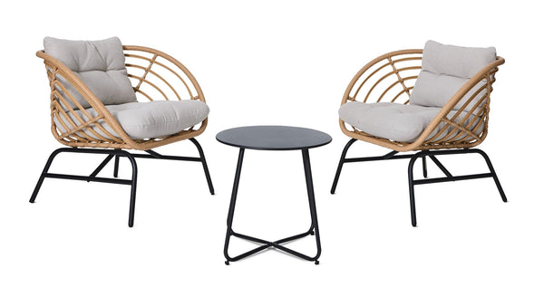 CANVAS Leslieville Outdoor Patio Chat Set with Tufted Cushions, Brown, 3-pc H9