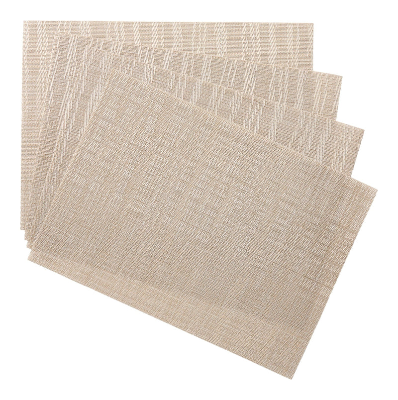 CANVAS Lurex Rectangle Textilene Woven Placemat, Prosecco, 13-in x 18-in, 4-pk V4
