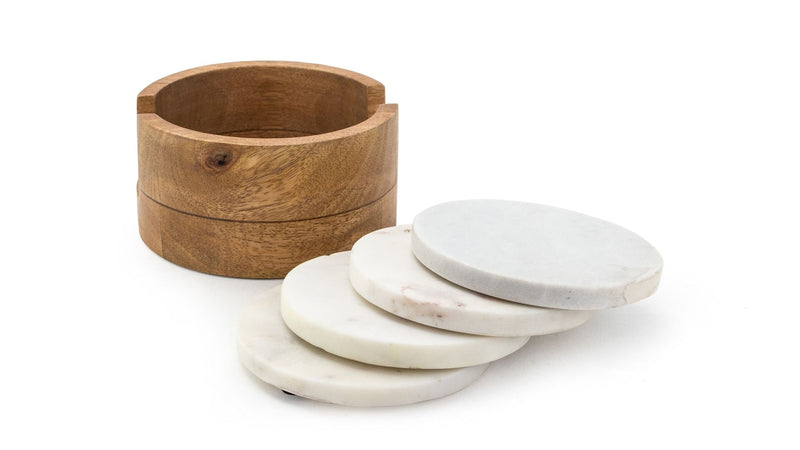 CANVAS Marble Drink Coasters, Round, Crystal, 4-pk G4