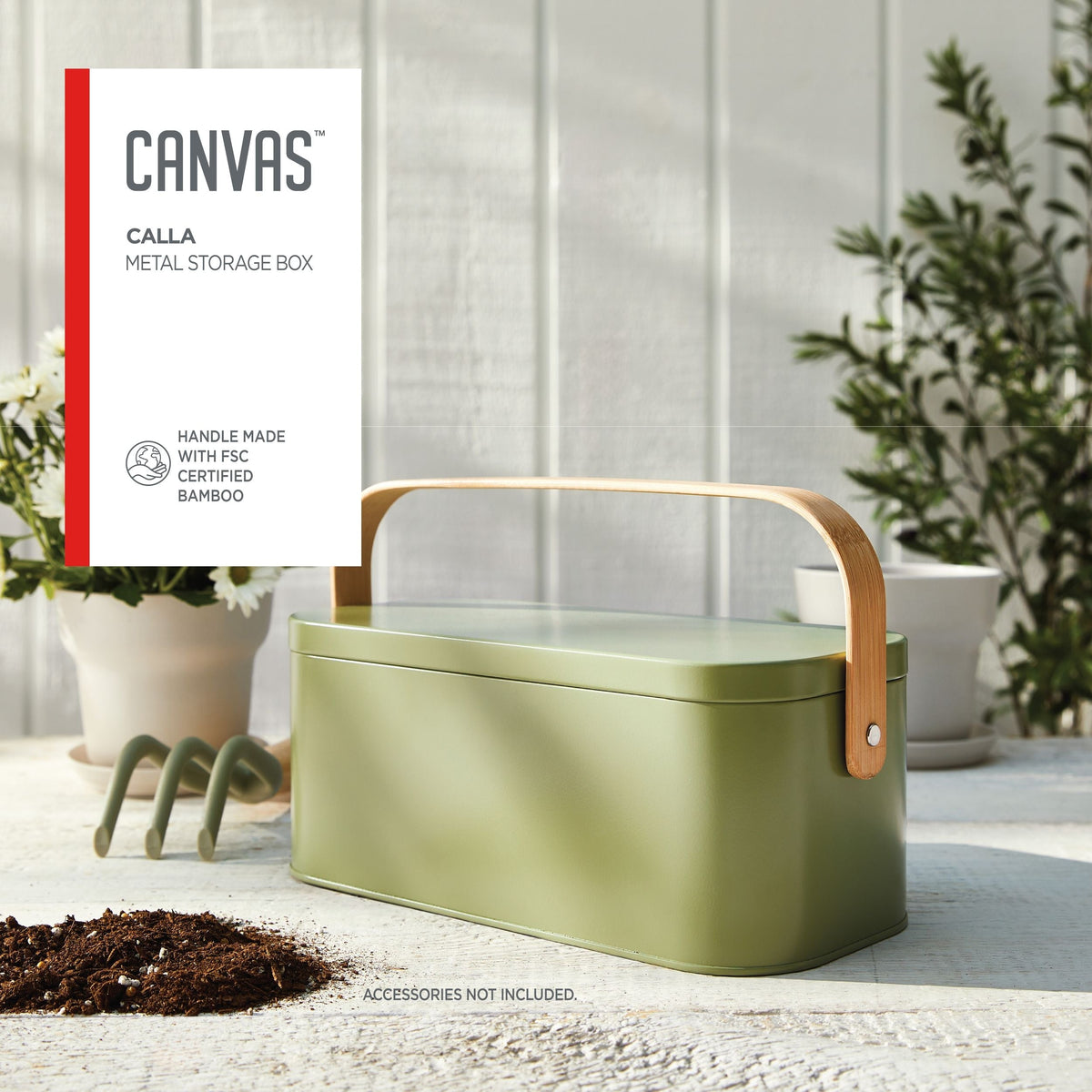 CANVAS Metal Gardening Storage Container, Iron, Green