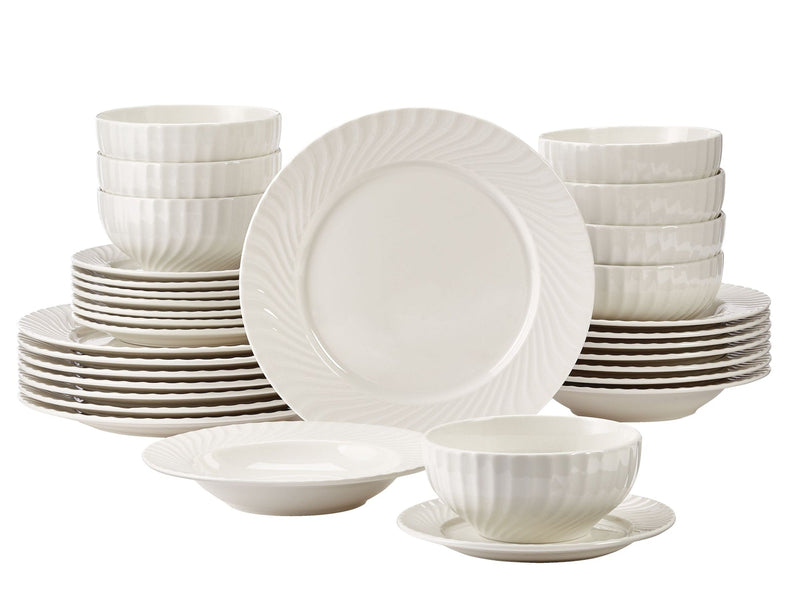 CANVAS Milliken Embossed Stoneware Dinnerware Set, Serves 8, 32-pc, White X3