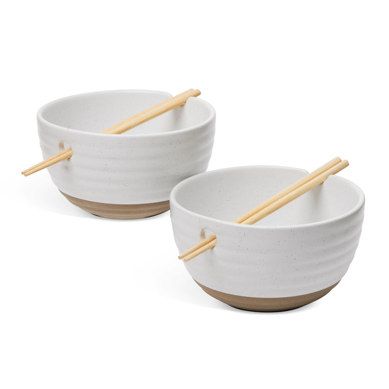 CANVAS Noodle Bowl with Chopsticks Set, Serves 2, 4-pc, White K9