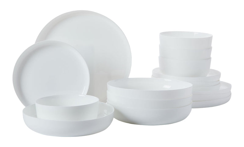 CANVAS Opal Tempered Glass Modern Coupe Dinnerware Set, Serves 4, 16-pc K0