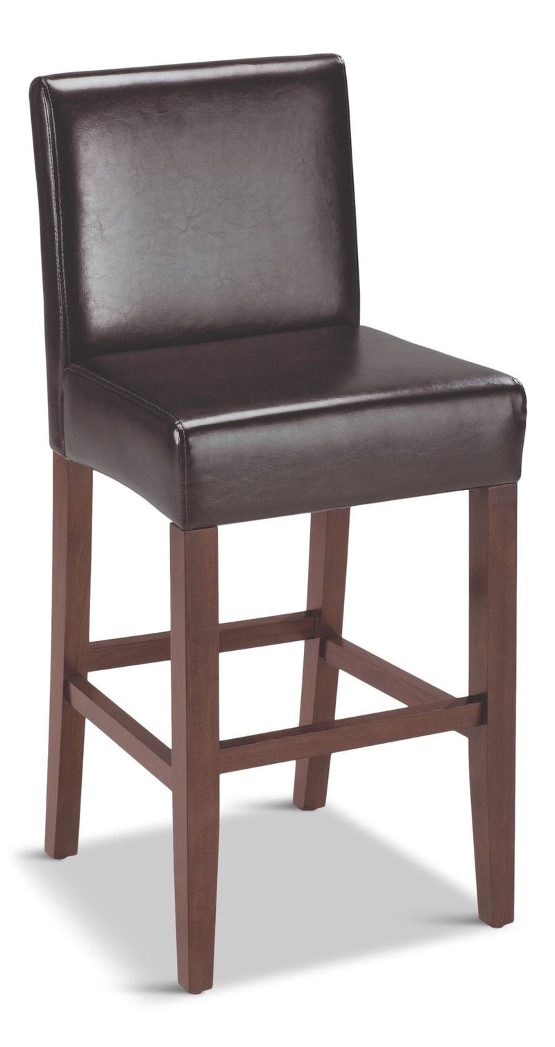 CANVAS Parsons Wood & PU Leather Bar Stool With Backrest, Dark Brown H3