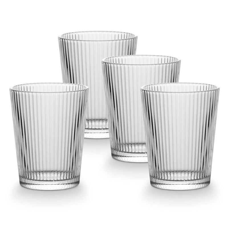 CANVAS Ribbed DOF Dinner Glass Set, Lead-free, 4-pc K5
