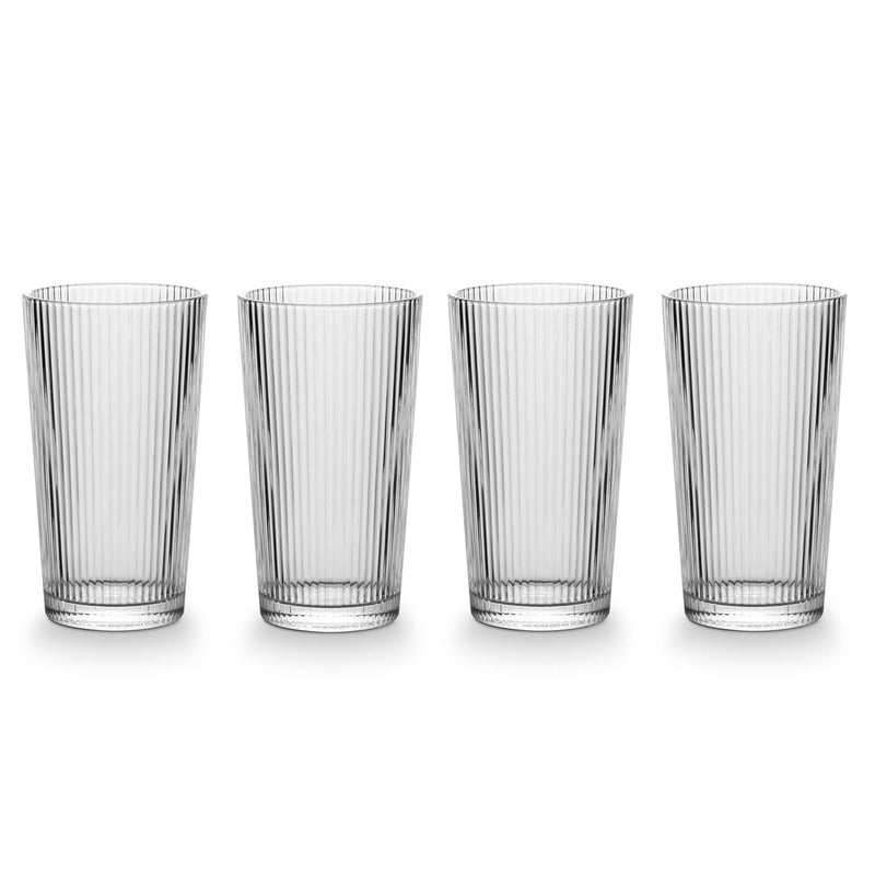 CANVAS Ribbed High Ball Glass Set, Lead-free, 4-pc Z2