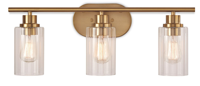 CANVAS Rosstown 3-Light Vanity Light Fixture with Glass Shades, Brushed Gold B5