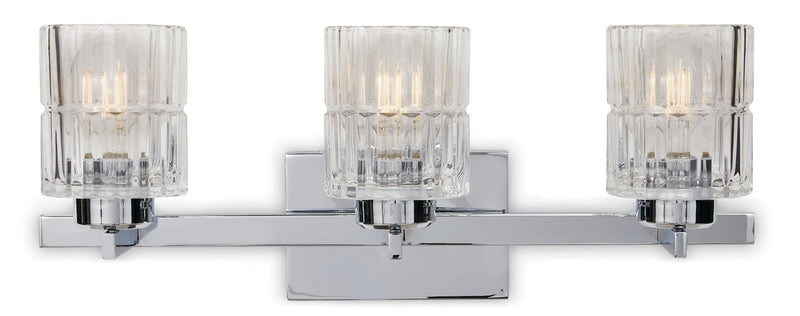 CANVAS Waverly 3-Light Vanity Light Fixture with Clear Glass Shades, Chrome V0