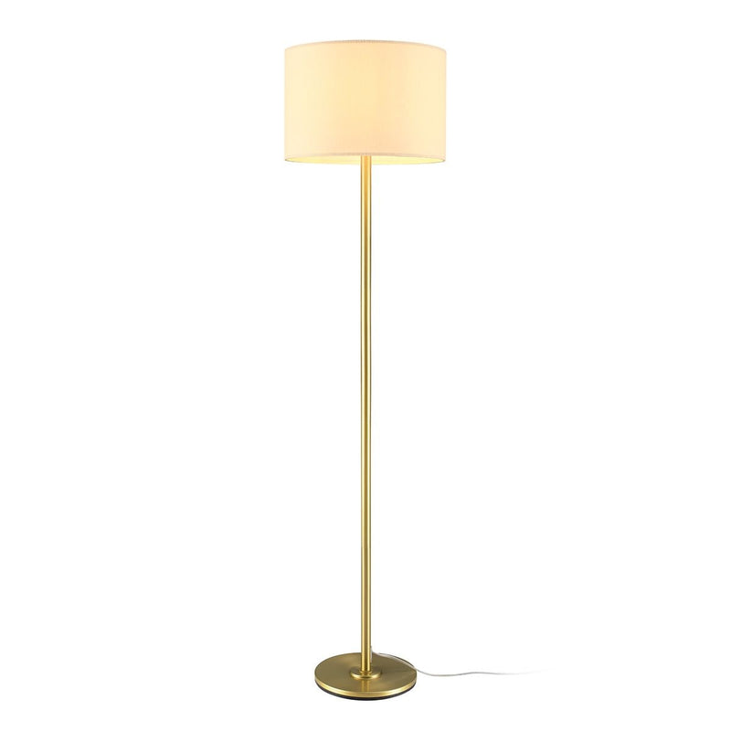 CANVAS White Drum Shade Floor Lamp, 16-in, Metallic Gold/Matte Brass W1