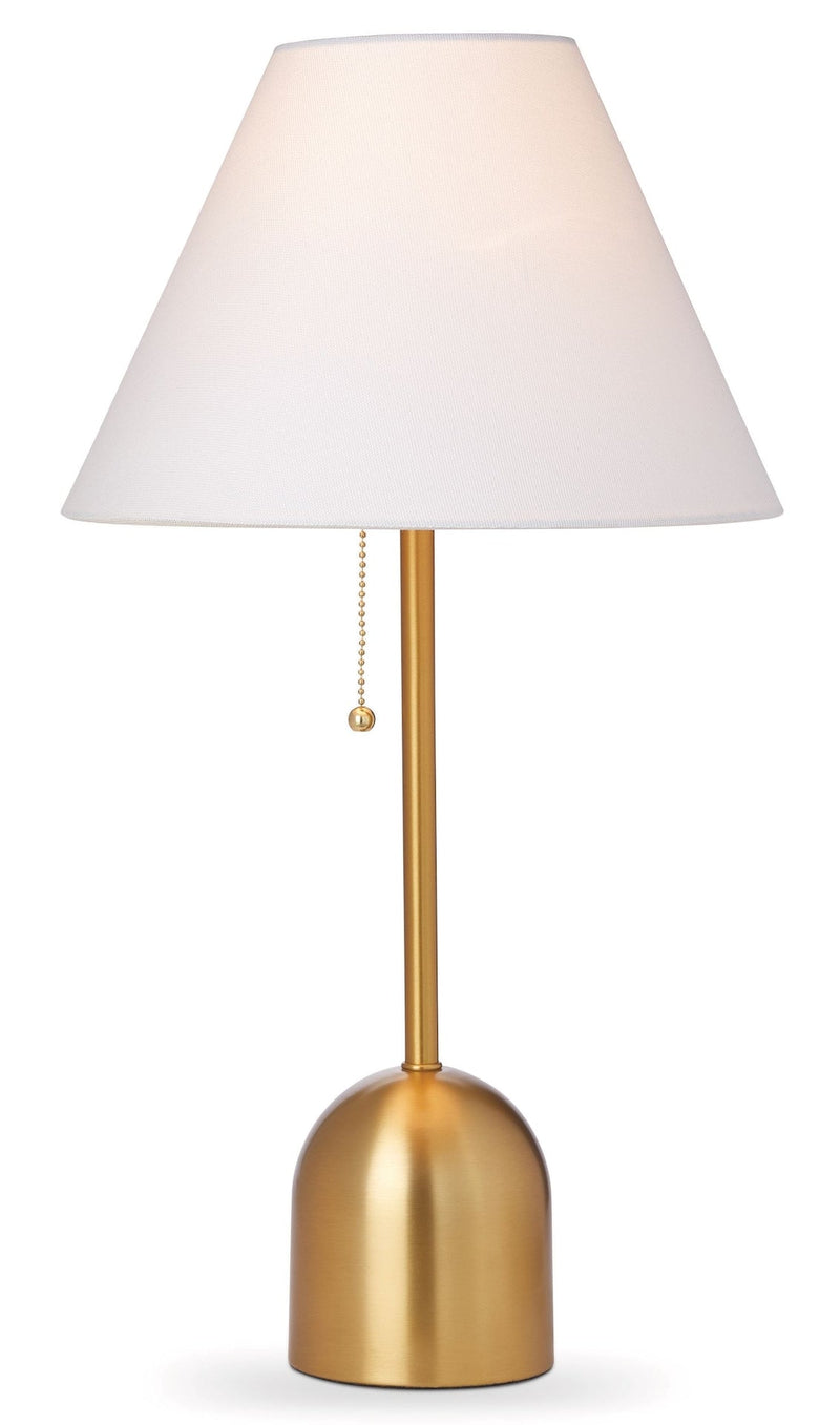 CANVAS White Linen Cone Shade Table Lamp, 22-in, Antique Brass C6