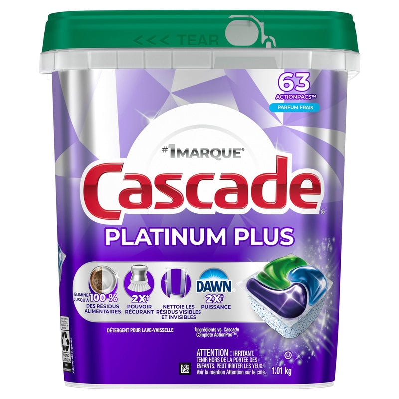 Cascade ActionPacs Platinum Plus Fresh Dishwasher Pods, 63-ct V1