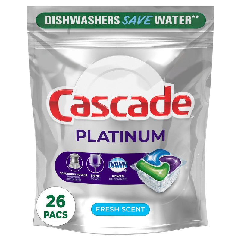 Cascade Platinum Action Pacs Dishwasher Detergent, Fresh Scent, 26-ct Y0