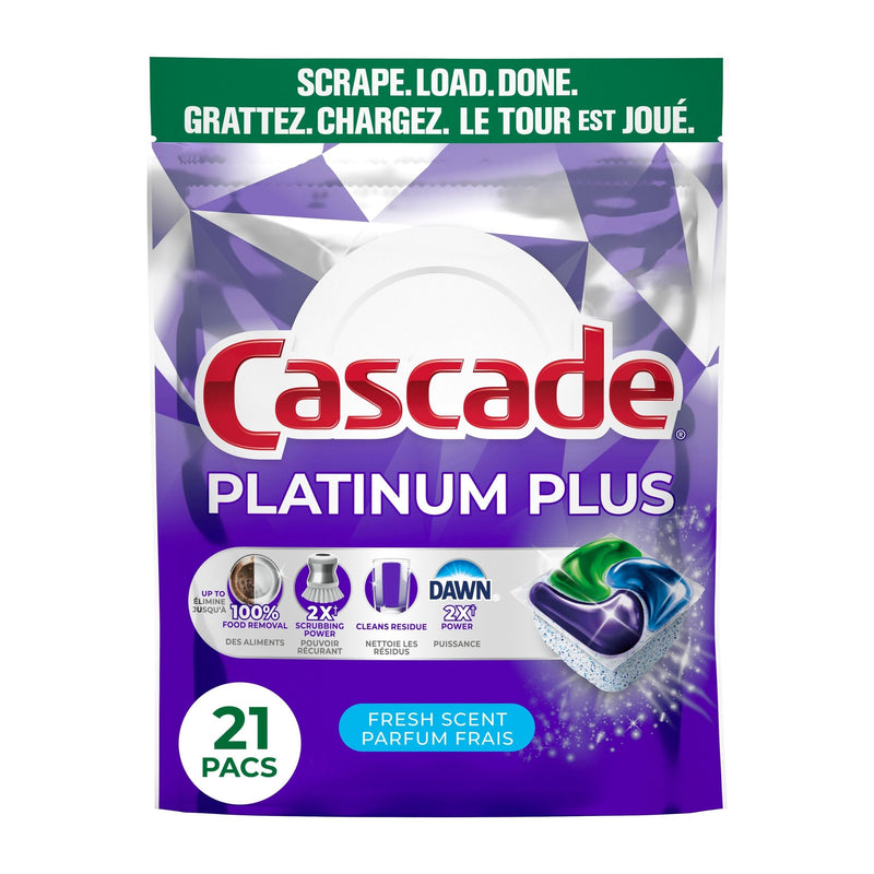 Cascade Platinum Plus ActionPacs Dishwasher Detergent Pods, Fresh, 21 Count E1