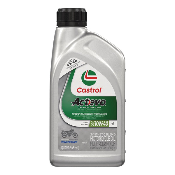 Castrol Actevo Motorcycle Oil 4T 10W40, 946-mL T1