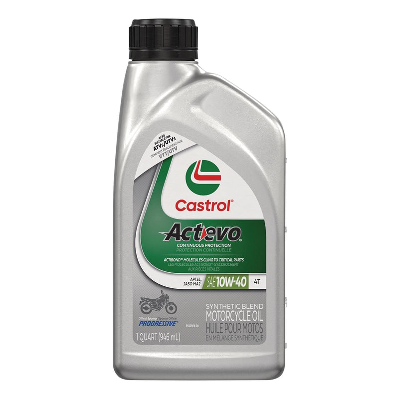 Castrol Actevo Motorcycle Oil 4T 10W40, 946-mL T1