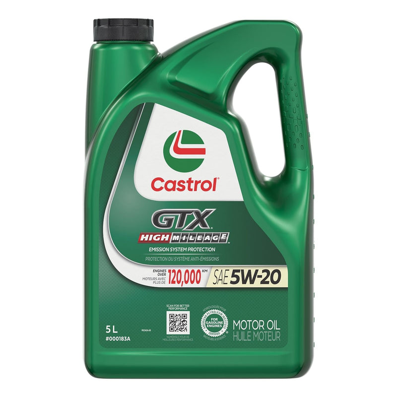 Castrol GTX High Mileage 5W20 Conventional Engine/Motor Oil, 5-L F8