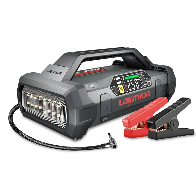 Starter with Air Compressor, 1500Amp 12V Portable Car Battery Booster Pack for Upto 7.0L Gas or 4.5L Diesel, 150 PSI Tire Inflator with Digital Screen, 24 Months Ultra-Long Standby J3