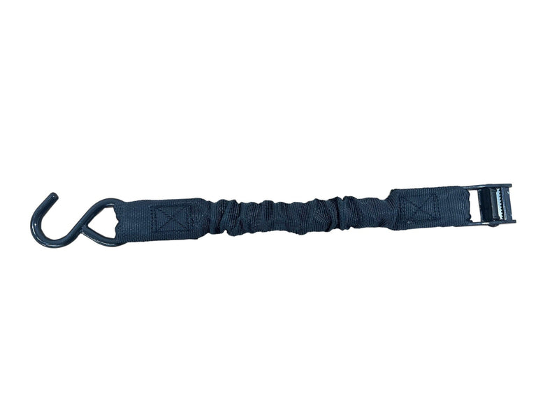 Certified Bungee Cam-Buckle Tie-Down, 600-lb Break Strength, Black, 8-ft, 2-pk Q9