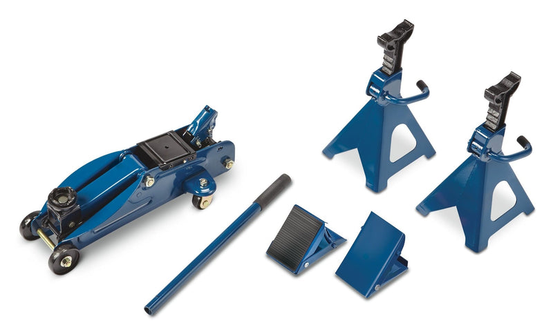 Certified Garage Combo Kit, Jack and Axle Stands with Wheel Chocks, 2-Tonnes, 5-pc X7