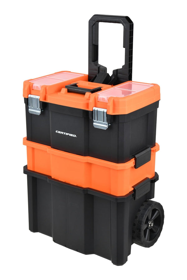 Certified Rolling Mobile Toolbox with 2 Organizers, Orange B0