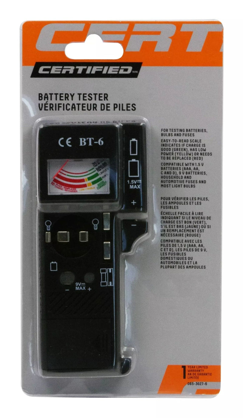 Certified Universal Battery Tester / Checker, AAA, AA, C, D, 9V G9